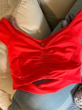 FP Movement Coral/Orange Ruched Crop Tank